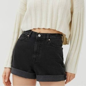 BDG Mom High Rise Cuffed Black Denim Shorts